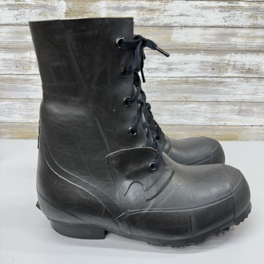 Vintage Hood QMC US Military Mickey Mouse Rubber Boots Black Lace Up Size 8R